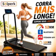 Solperk Esteira Elétrica Ergométrica Dobrável 2.0HP Silenciosa 12km/h Suporta 120kg 110V/220V Para Casa e Apartamento