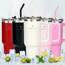 Copo Térmico Inox Portátil 1200ml/600ml/1.2L Vácuo Antivazamento Garrafa Térmica Inoxidável com Tampa e Canudo