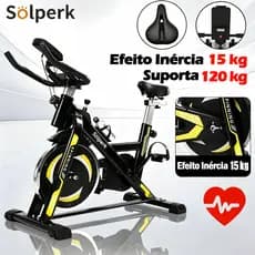 Solperk Bicicleta Spinning Ergométrica Profissional Silenciosa Suporta até 120kg Academia em Casa