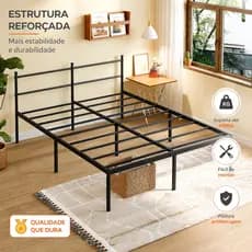 Estrado de Metal para Cama de Casal e Cama de Solteiro Reforçado Dobrável Fácil de Montar