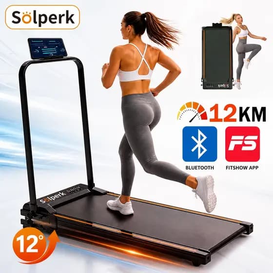 Solperk Esteira Ergométrica Elétrica 2.0HP Dobrável Silenciosa Bluetooth 12km/h Capacidade 120kg 110V/220V