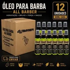 Caixa com 12 unidades do óleo para barba AllBarber Argan 60ml