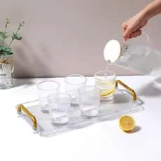 Bandeja Organizadora Decorativa luxo Multiuso em Bandeja de frutas Retangular Grande Dourado