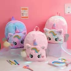 Mochila / Bolsa Infantil De Pelúcia / Fofa / De Unicórnio Para Meninas / Escola Multineos