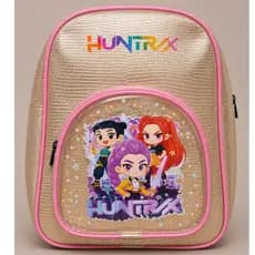 Mochila Infantil Huntrix Feminina Escolar Brilhante Bolsa Costas Com Bolso Transparente Linda