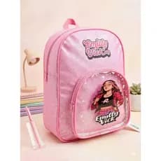 Mochila infantil Emilly Vick Holografica com Gliter bolso Transparente 32cm Presente Creche Passeio Linda