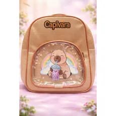 Mochila Infantil Capivara com Bolso Transparente – Estilo e Diversão!