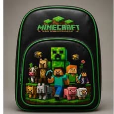 Mochila Minecraft Escolar Infantil Grande Reforçada Personagens Creeper Steve Alex Menino Costas