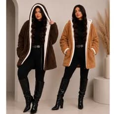 Casaco Teddy Feminino Dupla Face Peluciado Sherpa Com Capuz Otimo Conforto e Estiloso Para Inverno