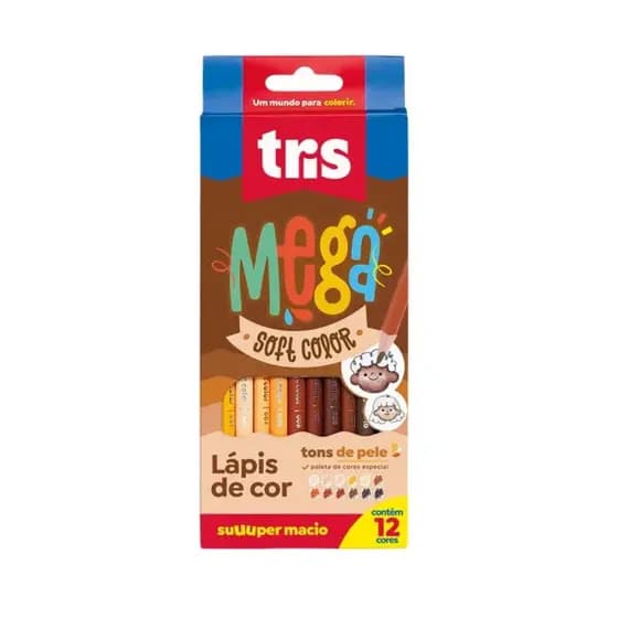 Lápis de Cor Tris Mega Soft Tons de Pele 12 Cores