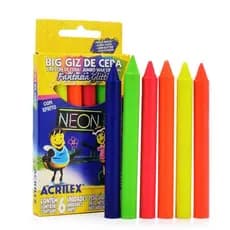 Big Giz de Cera 6 Cores Neon Glitter - Acrilex