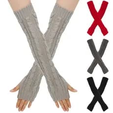 Woolen Thickened Warm Gloves Open Finger Knitted Arm Sleeves&**&--*&