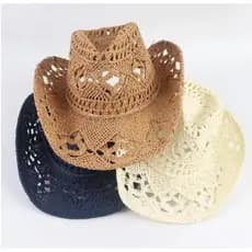 Adequado para festas na praia, chapéu de cowboy, chapéu de palha de aba larga, elegante para festivais de música, design