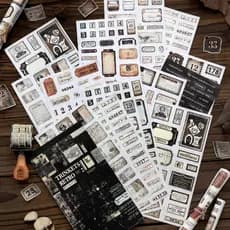 ENWEI 20 Peças [Série De Letras Perdidas] Etiquetas Vintage Tinta Preta Papel Envelhecido Adesivos De Diário Para Colage