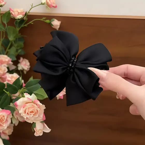 Preto arco grampo de cabelo feminino outono bola cabeça clipe baixo rabo de cavalo Duckbill clipe volta cabeça Headdress