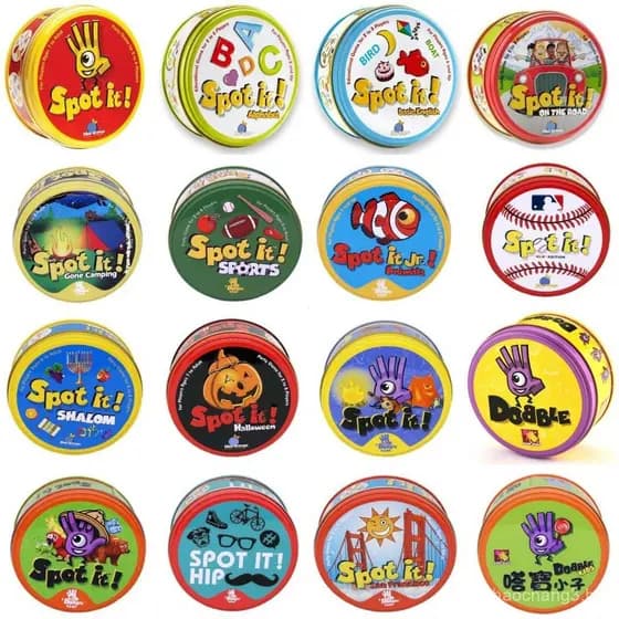 55 Peças Dobble Spot It Jogo de Cartas de Mesa para Crianças Dobble Caixa de Metal HP Jogo de Cartas de Correspondência