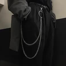 Calças Punk Rock De Metal , Corrente De Cintura Masculina , Chaveiro Feminino , Anel Grande , Carteira Jeans Unissex 7WV
