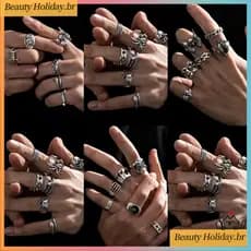 7Pcs Conjunto De Anéis De Cobra/Aranha/Caveira/Morcego/Punk/Hip-hop/Rock/Criativo Para Masculino