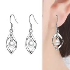 Bom Luxuoso Twirls Design Pérolas Brincos Com Pedras De Zircão Único Ganchos De Orelha Charme Ideal Para Chique Urbano P