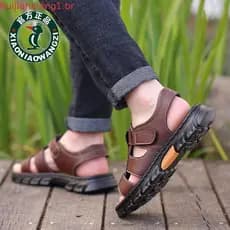 Woodpecker sandálias masculinas 2025 novos sapatos de praia casuais homens couro genuíno látex sola macia sandálias de c