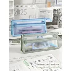 🔥 necessaire de lápis escolar 🔥 VENDA QUENTE estojo de caneta Acessórios de Escritório Estojo De Lápis De Malha Transp