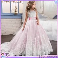 Vestido Longo Branco de Princesa para Madrinha de Casamento para Meninas de 3 4 5 6 7 8 9 11 12 13 14 QWITHO AE YIPZ MYA