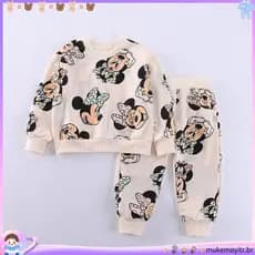 Mickey Mouse Crianças Conjunto Esportivo Criança Primavera Outono Dos Desenhos Animados Minnie Impressão Completa Pulôve
