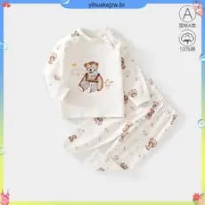 Crianças e # 39 ; s Roupas Íntimas Estampadas , Terno , Algodão Puro , Pijama Outono Inverno , Bebê , Feminino , hom .