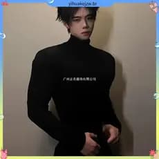 Homens De Meia Gola Alta De Veludo Branco Alemão E # 39camisa De Manga Comprida Com Forro De Lã Espessado De Inverno