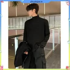 Preto Meio Pescoço Alemão ve lvet Masculino E # 39fundo csa Outono Inverno cleanfit Manga Longa Forro De Lã cseta