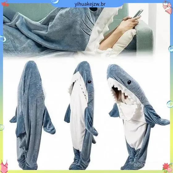 Tubarão Dormindo Bag Pijamas Festa Flanela Loungewear Uma Peça Manga Fofa QVS832 6H8B HS0F S