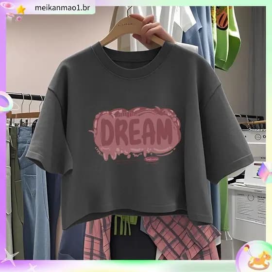 2025 verão gordura MM Plus Size versão coreana feminina Design solto curto topo All-Match meados de manga nicho camiseta