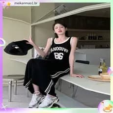 Plus Size roupas femininas 150kg versão coreana carta sem mangas colete saia gordura mm verão solto estilo Harajuku vest