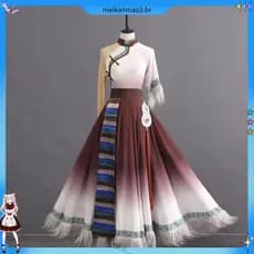 Traje de desempenho de dança tibetana minoria tibetana étnica feminina estudante arte exame dança prática traje tibetano