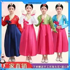 Novo estilo melhorado coreano tradicional meninas palácio dia dia desempenho diário Hanfu traje coreano crianças traje d
