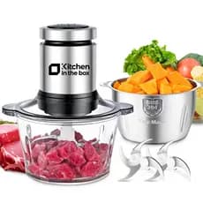Processador de Alimentos Kitcheninthebox 400, Moedor de Carne Elétrico de Parede e Picador de Alimentos com 2 Tigelas e