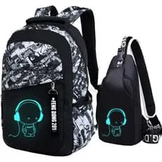Mochila Escolar Asge para Meninos, Mochila Estampada para Adolescentes, Mochila Grande de Nylon, Mochila Refletiva para
