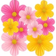 Decorações de festa em rosa, decorações de flores de papel para paredes, leques de papel para sala de aula, decorações d