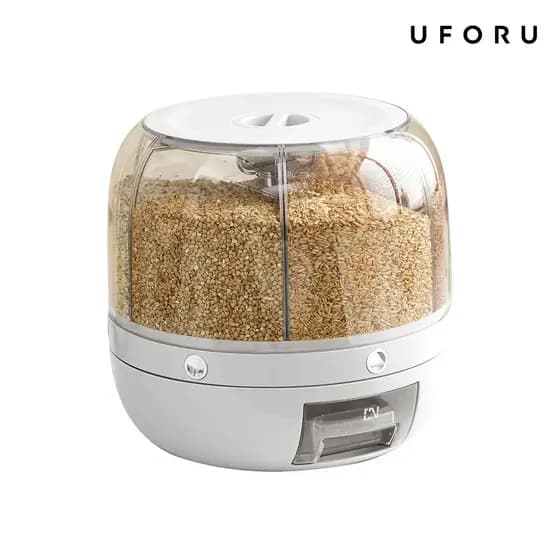 Dispensador de Grãos à Prova de Umidade UFORUM com Tampa, à Prova de Insetos, Plástico Durável, 360 ° Design Rotativo, R