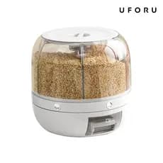 Dispensador de Grãos à Prova de Umidade UFORUM com Tampa, à Prova de Insetos, Plástico Durável, 360 ° Design Rotativo, R