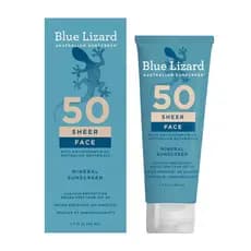 BlueLizardSheerFace Loção Protetora Solar Mineral, FPS50, Fórmula 100% Mineral, Proteção contra Luz Azul, Leve e Invisív