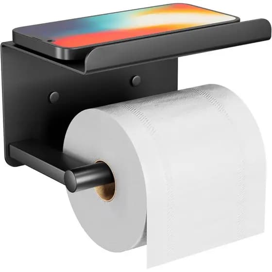 Suporte Adesivo para Papel Higiênico com Prateleira para Telefone, Suporte de Papel Higiênico Montado na Parede, Suporte