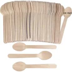 100 colheres de madeira descartáveis - colheres de bambu de 6,3 polegadas, compostáveis e biodegradáveis, adequadas para
