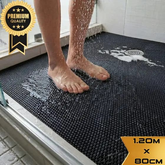 Tapete Antiderrapante Para Box 120x80cm Preto Área de Serviço Vestiário Lavanderia Banheiro