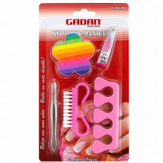 kit manicure Gadan Excellence 5 peças completo com cortador,lixa,escova,e separador de dedos,kit original