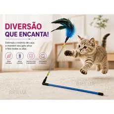 Brinquedo Interativo para Gatos com Pena e Mola Flexível | Varinha Divertida para Pet