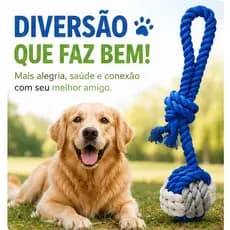 Corda Mordedor para Cães Brinquedo Resistente com Bola para Limpeza dos Dentes/30CM