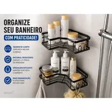 Kit 2 Prateleiras de Canto para Banheiro Organizador Porta Shampoo Sem Furos