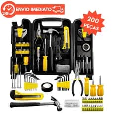 Kit Jogo De Ferramentas Completo 200 Peças Com Maleta Organizadora Profissional e Doméstico Aço