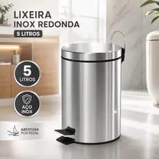 Lixeira Inox 5 litros Multiuso Cesto Com Pedal E Balde Removível Residencial Cozinha Banheiro